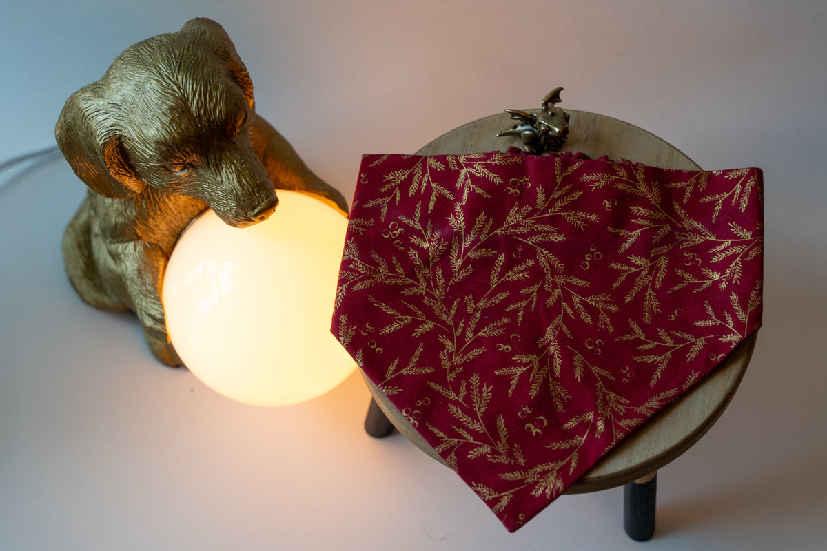 Gold Holly Leaves Bandana